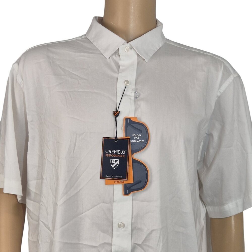 Cremieux Men’s Shirt Size XXL Performance Sunglass Holder White (48)